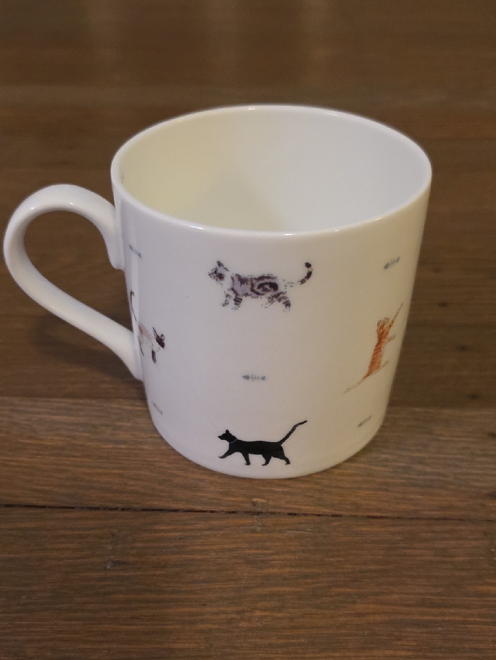 Sophie Allport: "Cat & Bone" Fine Bone China: Cat-Print White Coffee Mug